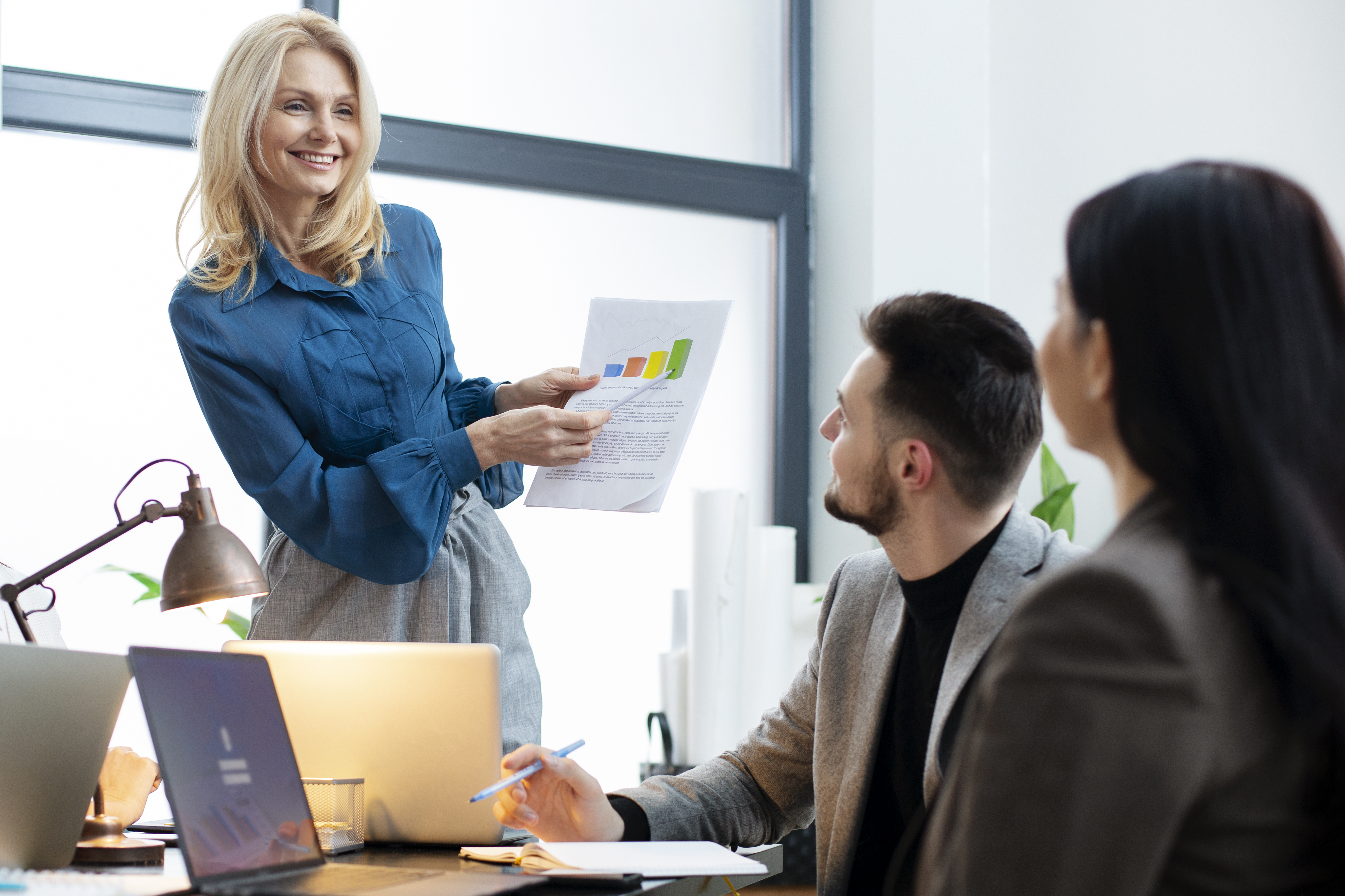 woman delivering a purpose-driven sales presentation